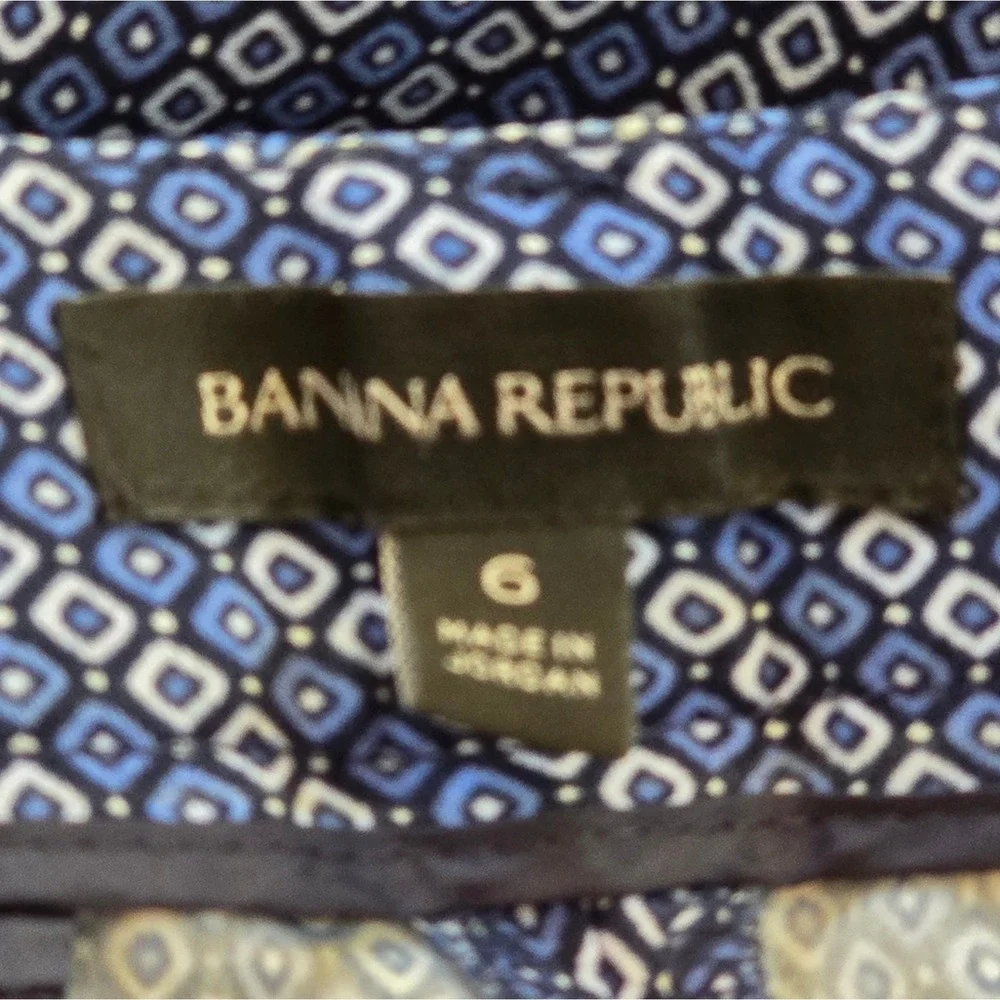 Banana Republic Avery Womens Blue Geometric Diamond Straight Leg Dress Pants 6